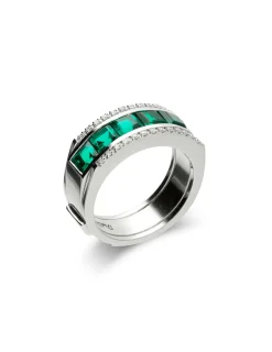Hot Anillo Oro Blanco, Esmeraldas Y Diamantes Para Ella | Anillos