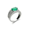 Hot Anillo Oro Blanco, Esmeralda Y Diamantes Para Ella | Anillos