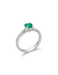 New Anillo Oro Blanco, Esmeralda Y Diamantes Para Ella | Anillos