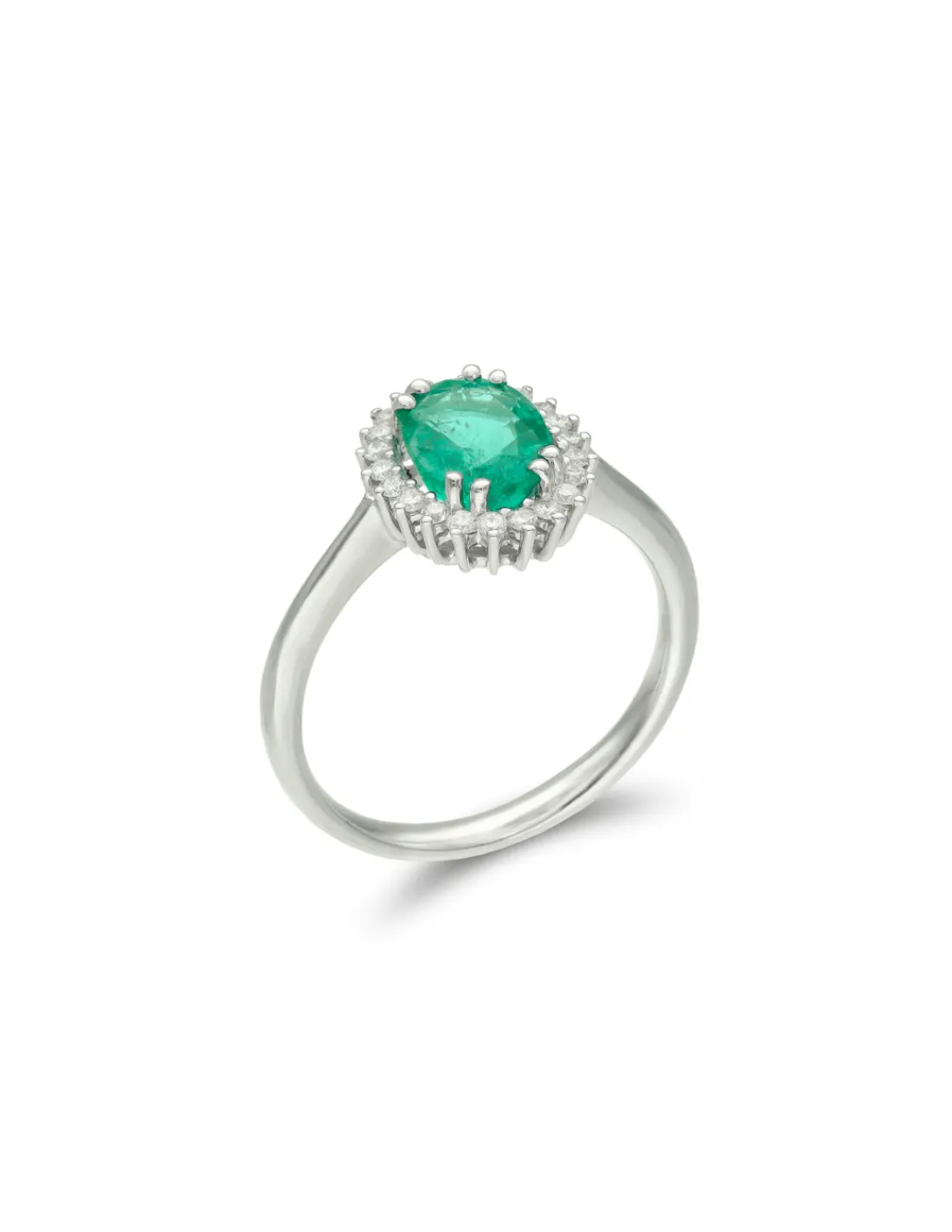 Hot Anillo Oro Blanco, Esmeralda Y Diamantes Para Ella | Anillos