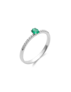 Discount Anillo Oro Blanco, Esmeralda Y Diamantes Para Ella | Anillos