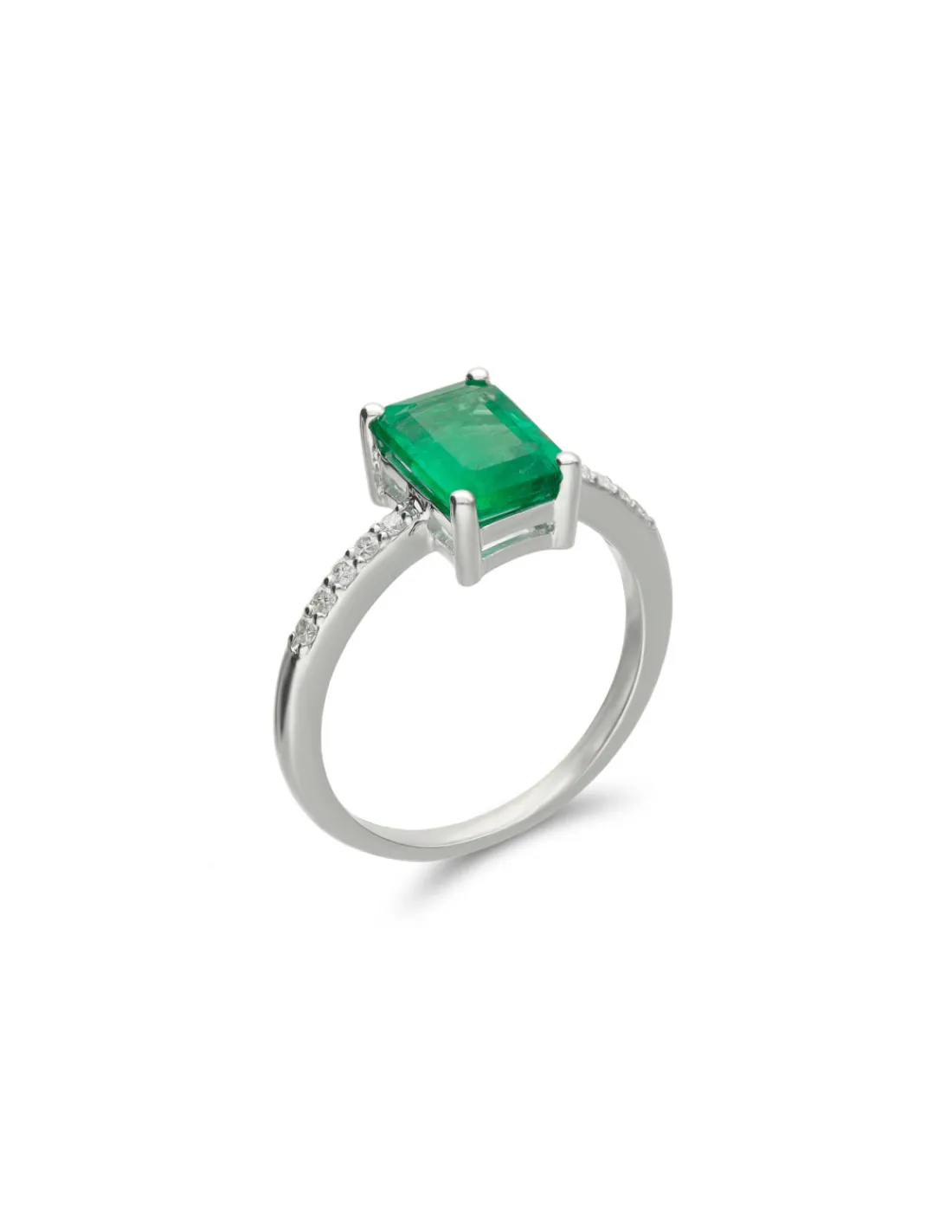 Hot Anillo Oro Blanco, Esmeralda Y Diamantes Para Ella | Anillos