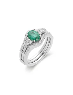 Online Anillo Oro Blanco, Esmeralda Y Diamantes Anillos Desmontables