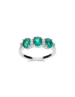 Hot Anillo Oro Blanco, Esmeraldas Y Diamantes Para Ella | Anillos