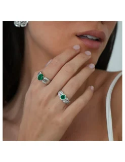 Fashion Anillo Oro Blanco, Esmeralda Y Diamantes Para Ella | Anillos