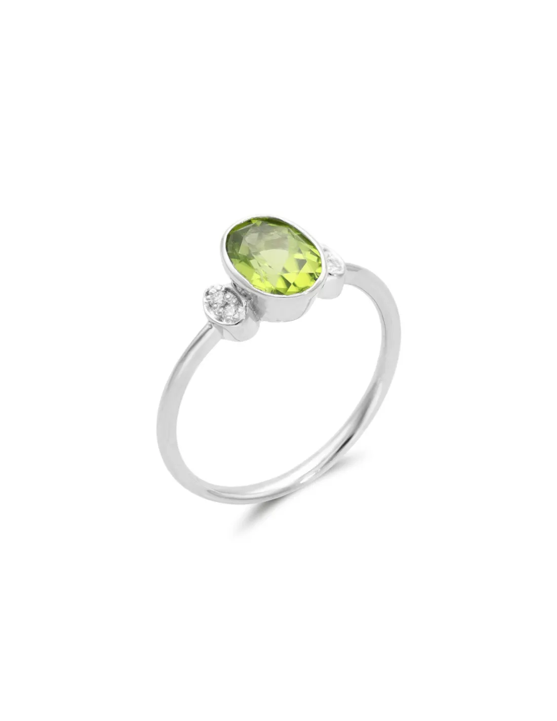 Sale Anillo Oro Blanco, Peridoto Y Diamantes Para Ella | Anillos