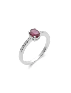 Fashion Anillo Oro Blanco, Rubí Y Diamantes Para Ella | Anillos