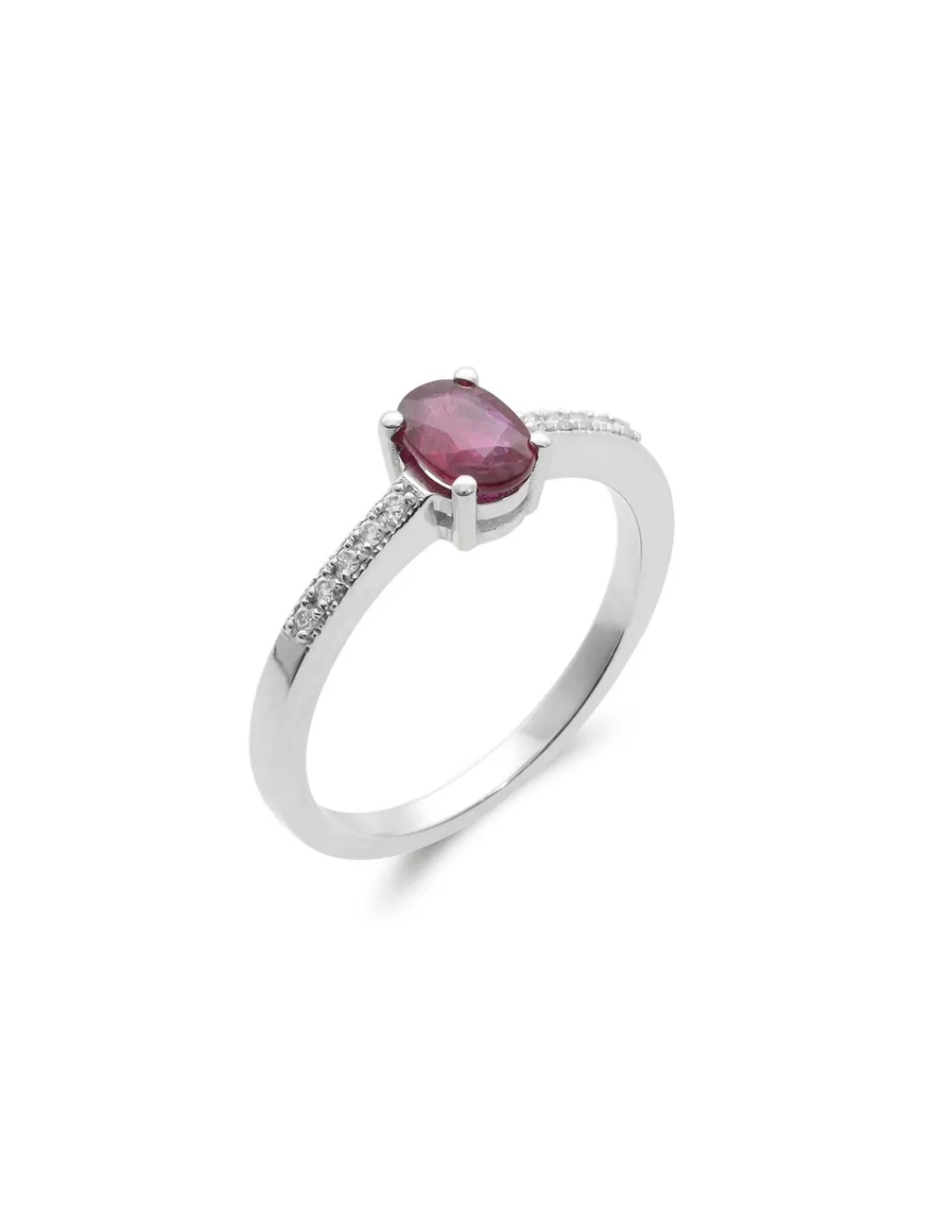 Fashion Anillo Oro Blanco, Rubí Y Diamantes Para Ella | Anillos