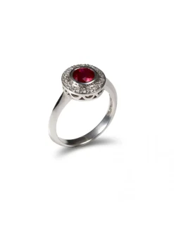 Hot Anillo Oro Blanco, Rubí Y Diamantes Para Ella | Anillos