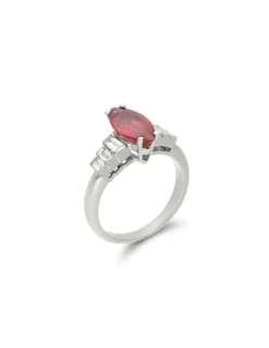 Outlet Anillo Oro Blanco, Rubí Y Diamantes Para Ella | Anillos