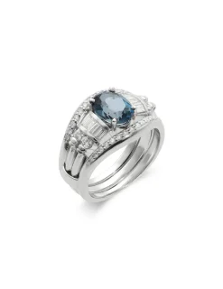 New Anillo Oro Blanco, Topacio Y Diamantes Para Ella | Anillos