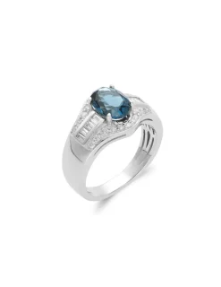 Best Anillo Oro Blanco, Topacio Y Diamantes Para Ella | Para Ella