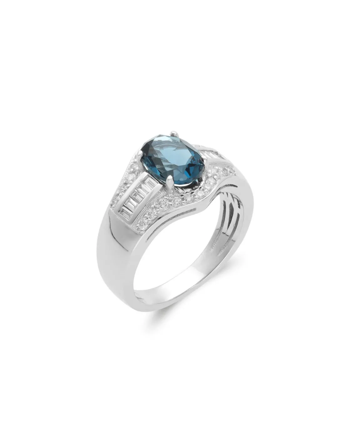 Best Anillo Oro Blanco, Topacio Y Diamantes Para Ella | Para Ella