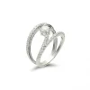 Clearance Anillo Oro Blanco Y Diamantes Doble Aro Para Ella | Anillos