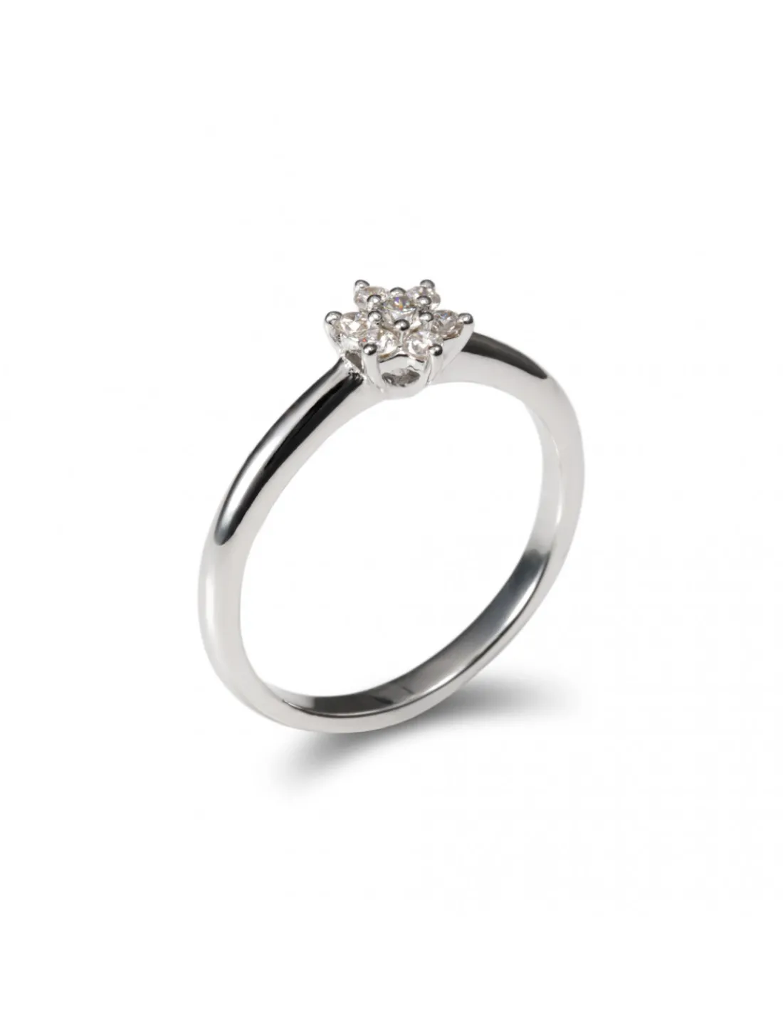 Fashion Anillo Oro Blanco Y Flor Diamantes Para Ella | Anillos