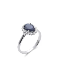 Sale Anillo Oro Blanco, Zafiro Y Diamantes Para Ella | Anillos