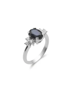 New Anillo Oro Blanco, Zafiro Y Diamantes Para Ella | Anillos