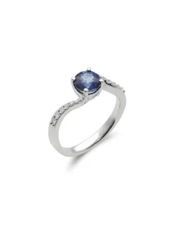 Sale Anillo Oro Blanco, Zafiro Y Diamantes Para Ella | Anillos