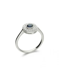 Outlet Anillo Oro Blanco, Zafiro Y Diamantes Para Ella | Anillos