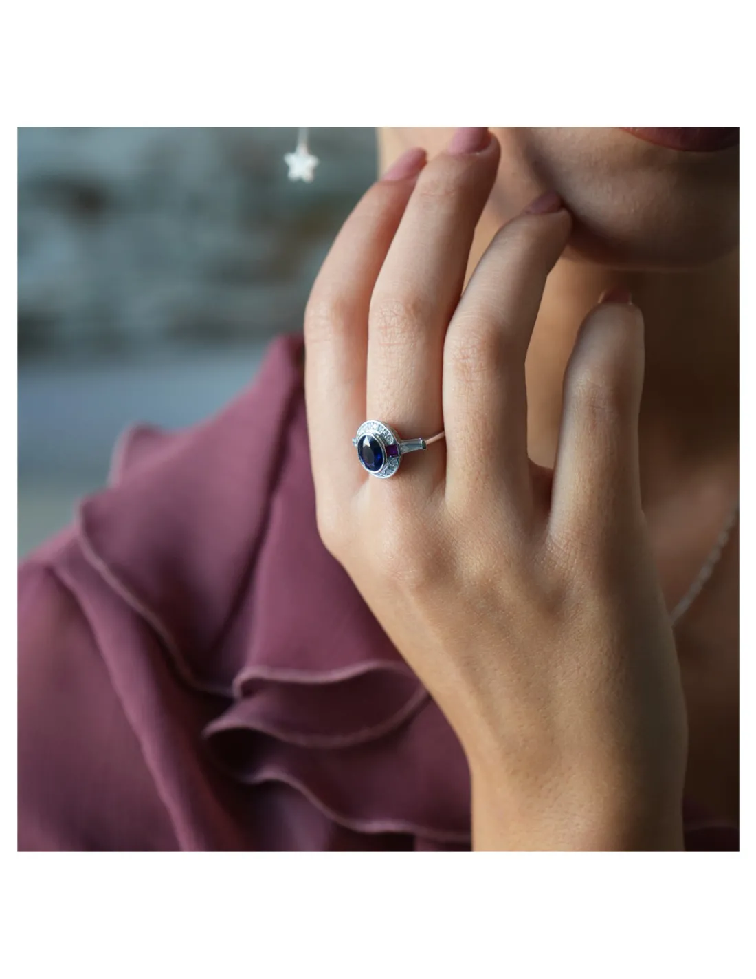 Fashion Anillo Oro Blanco, Zafiro, Rubíes Y Diamantes Para Ella | Anillos