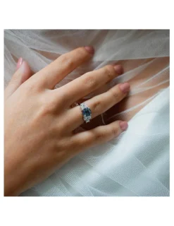 Hot Anillo Oro Blanco, Zafiro Y Diamantes Para Ella | Anillos