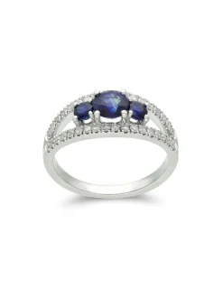 Best Anillo Oro Blanco, Zafiros Y Diamantes Para Ella | Anillos