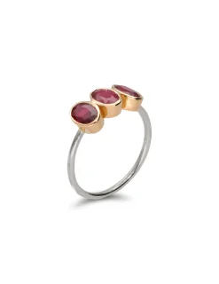 Clearance Anillo Oro-Plata Y Rubí Para Ella | Anillos