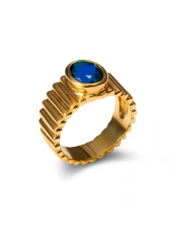 Online Anillo Plata Chapada Con Piedra Azul Anillos | Para Ella