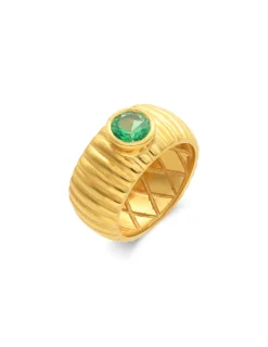 Best Anillo Plata Chapada Y Piedra Verde Para Ella | Anillos