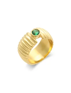 Sale Anillo Plata Chapada Y Piedra Verde Para Ella | Anillos