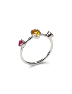 New Anillo Plata, Citrino Y Rubíes Anillos | Para Ella