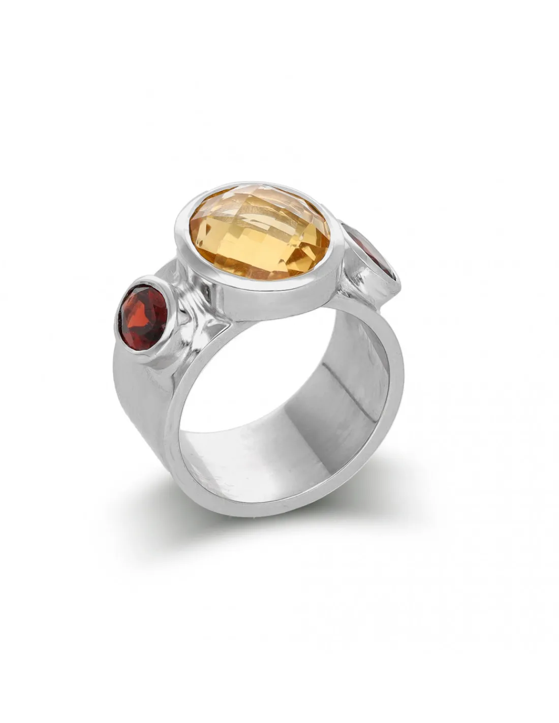 Clearance Anillo Plata Con Citrino Y Granates Anillos | Para Ella