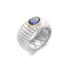 Best Anillo Plata-Oro Amarillo Y Piedra Azul Para Ella | Anillos