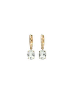 Clearance Argollas Oro Amarillo, Aguamarina Y Diamantes Para Ella | Pendientes