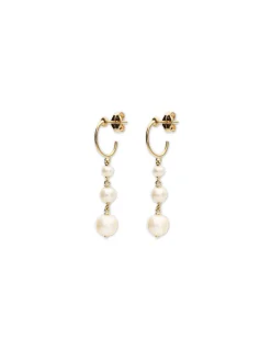 New Argollas Oro Amarillo Y Perlas Para Ella | Pendientes