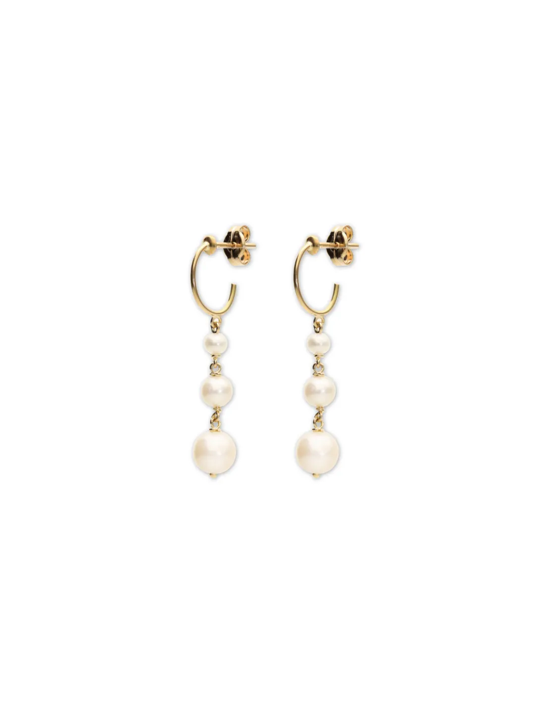 New Argollas Oro Amarillo Y Perlas Para Ella | Pendientes