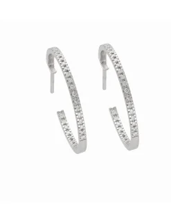 Discount Argollas Oro Blanco Diamantes Para Ella | Pendientes