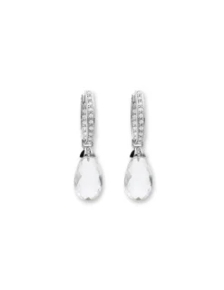 Online Argollas Oro Blanco, Diamantes Y Cristal De Roca Para Ella | Pendientes