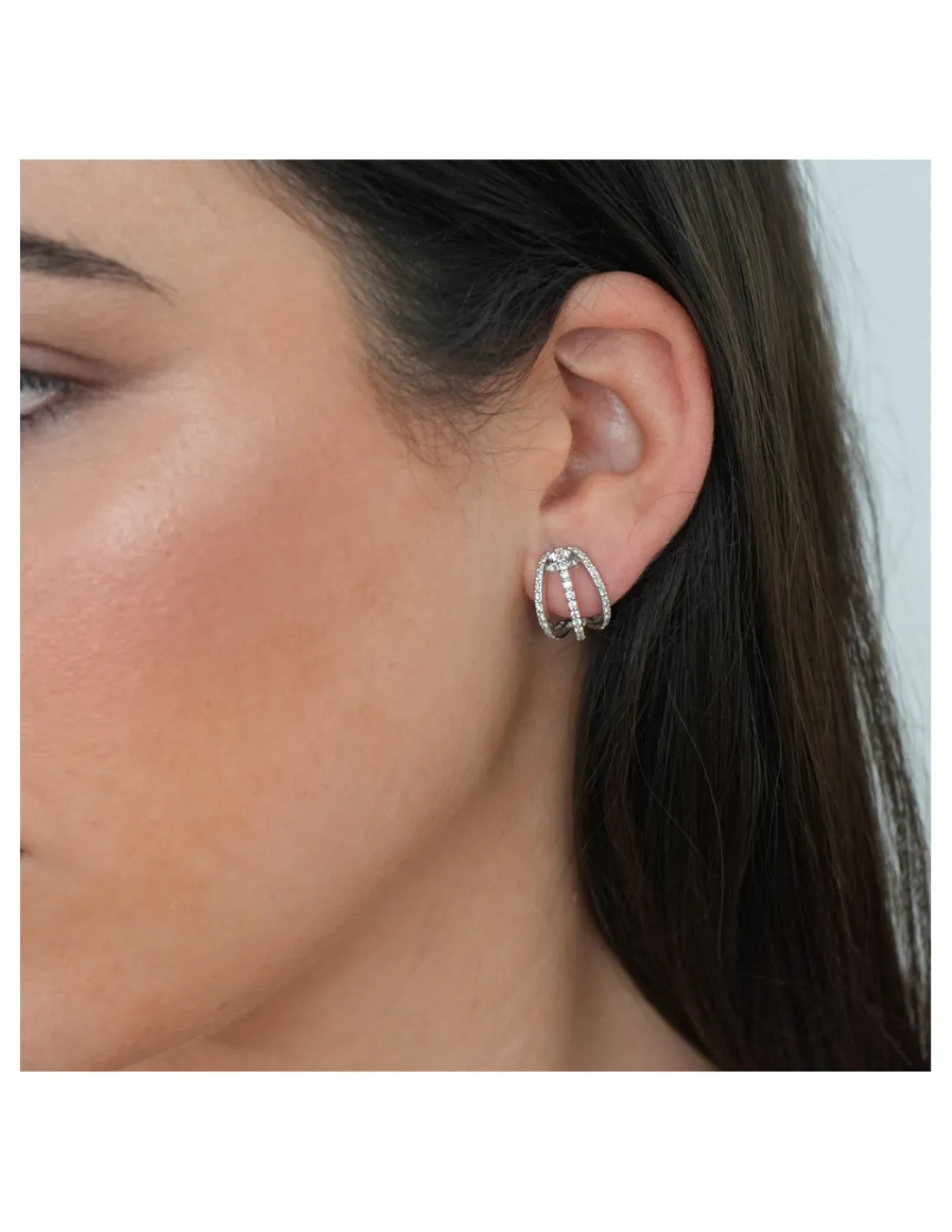 Discount Argollas Oro Blanco Y Diamantes Para Ella | Pendientes