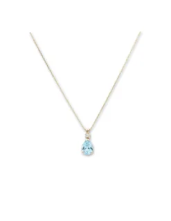 Fashion Cadena-Colgante Oro Amarillo, Topacio Y Diamante Para Ella | Collares Y Gargantillas