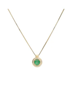 New Cadena-Colgante Oro Amarillo, Esmeralda Y Diamantes Para Ella | Collares Y Gargantillas