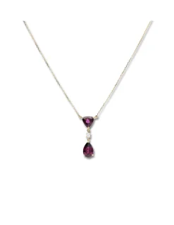 New Cadena-Colgante Oro Amarillo, Rodolitas Y Diamante Para Ella | Collares Y Gargantillas