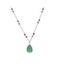 Discount Cadena-Colgante Plata, Aguamarina, Amatista Y Jade Para Ella | Collares Y Gargantillas