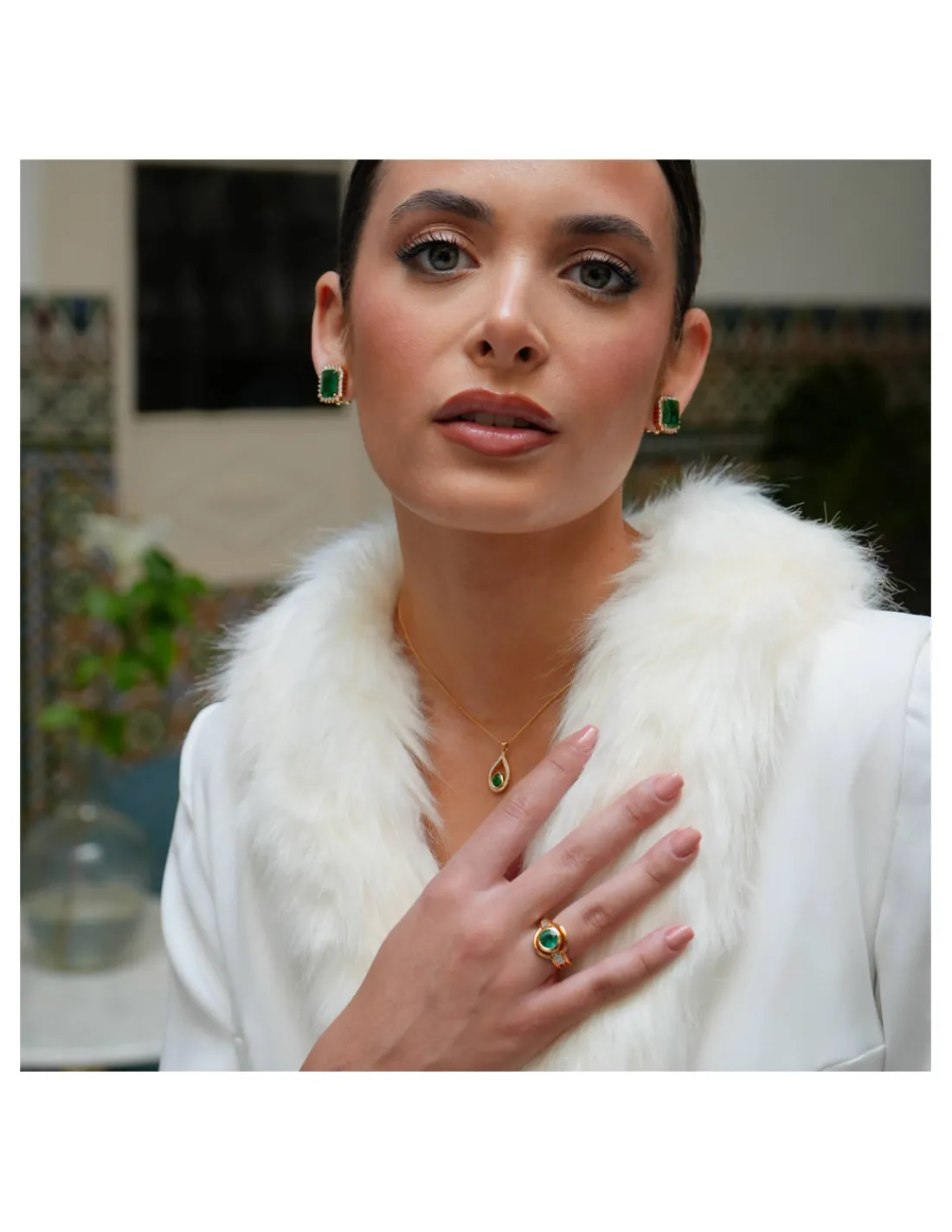 New Colgante Oro Amarillo, Esmeralda Y Diamantes Para Ella | Colgantes