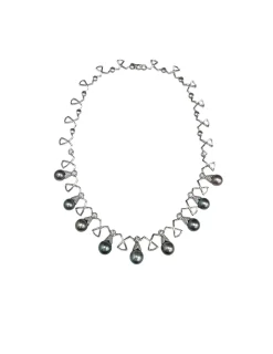 Clearance Gargantilla Oro Blanco, Diamantes Y Perlas Para Ella | Piezas Únicas