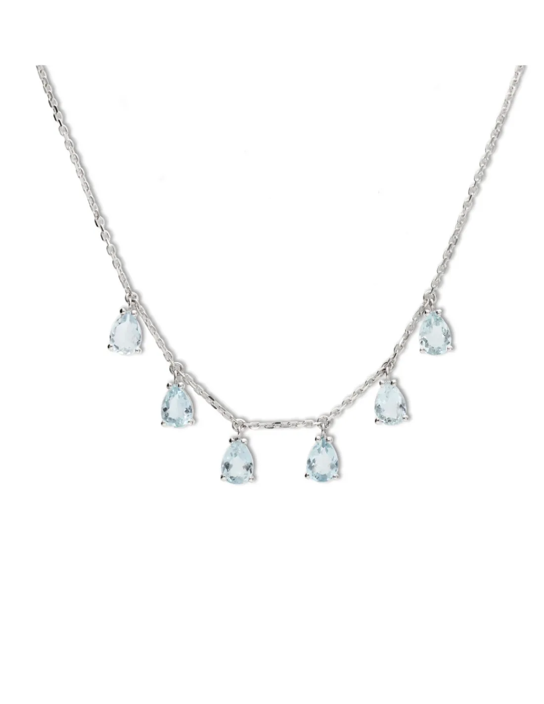 Online Gargantilla Oro Blanco Y Aguamarinas Para Ella | Collares Y Gargantillas