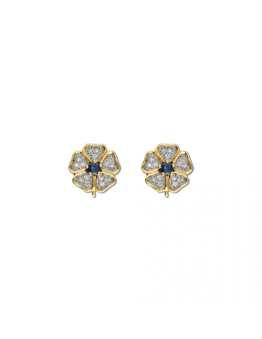 New Pendiente Oro Amarillo-Blanco, Zafiro Y Diamantes Para Ella | Pendientes