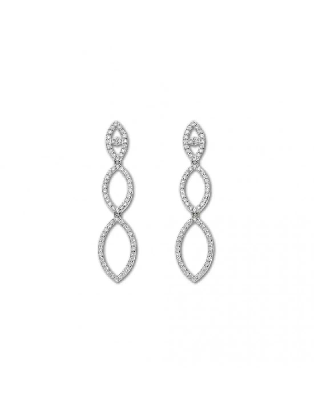 Outlet Pendiente Oro Blanco Y Diamantes Para Ella | Pendientes