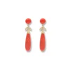 New Pendientes Oro Amarillo, Coral Y Diamantes Para Ella | Pendientes
