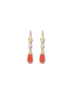 Best Pendientes Oro Amarillo, Circonita Y Coral Para Ella | Pendientes